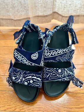 Arizona Love Bandana Sandals Blue White Fabric Tie Straps EU 36